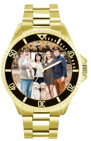 Toff London Personalisierte Fotogeschenke für Männer und Jungen, Armbanduhr mit analogem Quarzwerk, maßgeschneiderte Uhr