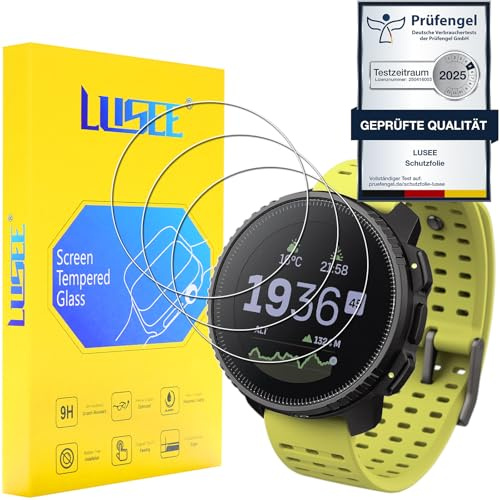 LUSEE Protector de Pantalla para Suunto Vertical Cristal Vidrio Templado, 3 Piezas Protector Pantalla [Dureza 9H] [Alta Definición] [Resistente a los arañazos] Película de Vidrio