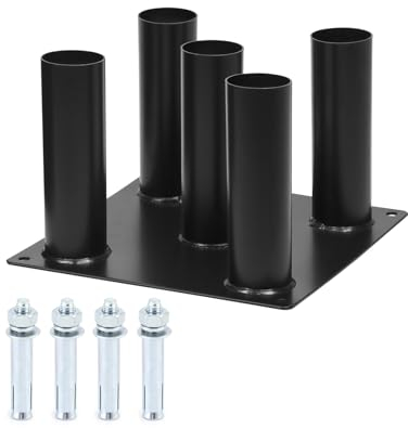 QWORK® Vertikale Langhantelhalterung für 5 Olympic Bars - Robuste Stahlkonstruktion Langhantel Stander mit Montageankerbolzen, Sparen Sie Platz zu Hause/im Fitnessstudio