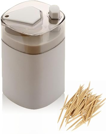 Cyrank Dispenser Porta Stuzzicadenti, Dispenser Automatico Pop-up Per Stuzzicadenti Porta in Plastica Contenitore Per Scatola Per Cucina(Grigio)