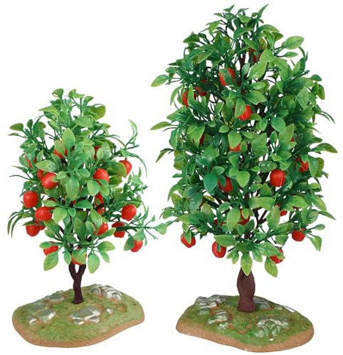 MAGICLULU 2 Stück Miniatur Szenenbäume aus Kunststoff Lebensechte Apfelbaum Modelle für Diorama Modelleisenbahn und Wohnraumdekoration