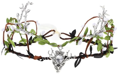 Amosfun Rattan Girlande Elfen Cosplay Stirnband Simulationsblatt Kopfbedeckung Dekoratives Stirnband Halloween Partybevorzugung Haarschmuck Für Frauen Elfenkranz Kopfbedeckung