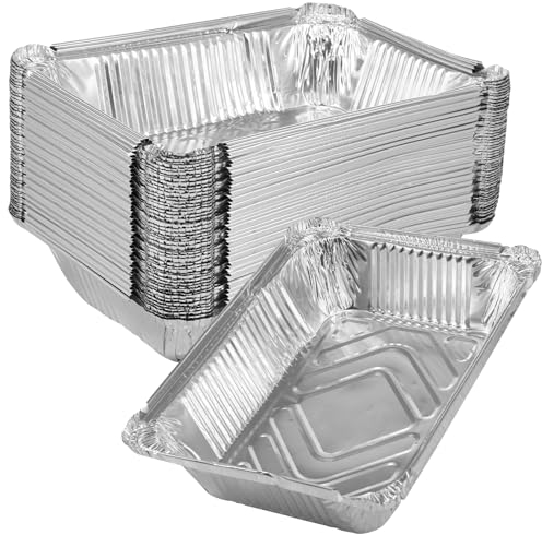 50 bandejas de aluminio para barbacoa, 22 x 16 x 5 cm, desechables, de papel de aluminio, 1000 ml, desechables, para hornear y cocinar