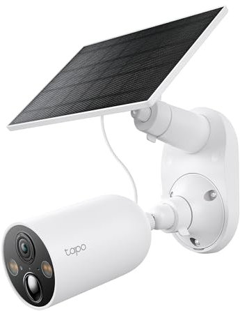 TP-Link 𝗧𝗮𝗽𝗼 SolarCam 2K, Outdoor Battery Camera w/Solar Panel Base, Wireless Camera, 2K QHD, 150° Super-Wide FOV, Free Person/Vehicle/Pet Detection, SD/Cloud Storage, Starlight Color Night Vision