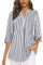 Flikity Women's Blouses & Shirts 3/4 Sleeve Tops for Women UK Professional Office Clothes for Work Tunic Tops for Leggings Ladies Blouses V Neck Business Casual Dress Shirts Stripe White Medium
