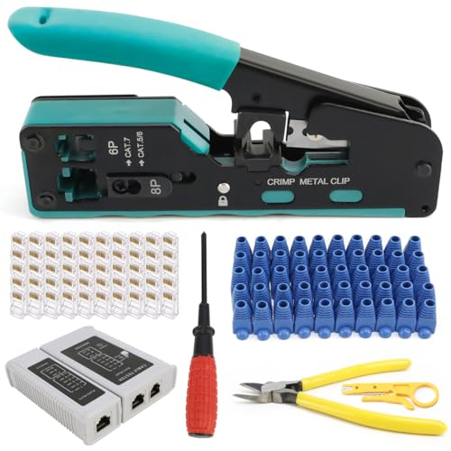 Herramienta de Crimpado RJ45, Comprobador de Cable de Red RJ45 Network Tool Kits, Herramienta de Red Para Conector de Red CAT5/CAT6/CATh