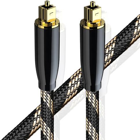 Reagle Toslink Kabel 5m, Optisches Audiokabel Digital SPDIF Lichtleiter Kabel, Dolby Digital DTS 5.1/7.1 Surround Sound, 24K Vergoldete Stecker, Nylon Geflecht, für TV, Soundbar, AV Receiver (5M)
