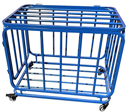 HAODUOO Large Capacity Ball Storage Cage on Wheels, Holds 45 Balls, School Basketball Equipment Training Cart with Lids, Stainless Steel
