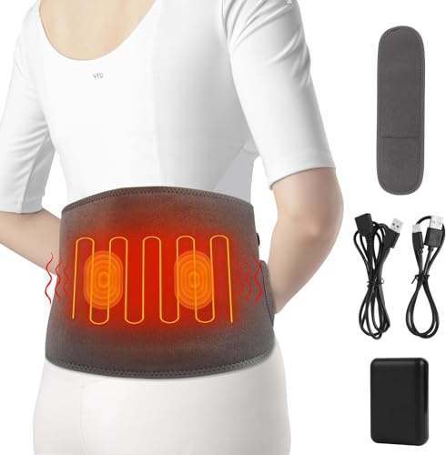Dreamhigh® Almohadilla Eléctrica Lumbar, Manta Eléctrica con 3 Niveles de Temperatura y Masaje, Manta Electrica Lumbar y Espalda, Manta Eléctrica con Bateria para la Zona Lumbar, Espalda y Abdominal