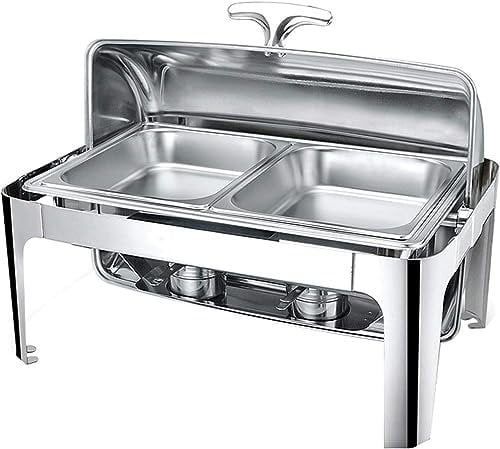 QXIWAOE Scaldavivande Elettrico Chafing Dish Chafer Chafing Dish Buffet e scaldavivande rettangolari Commerciali - Mantiene Il Cibo Fresco e Delizioso - 9L (B)