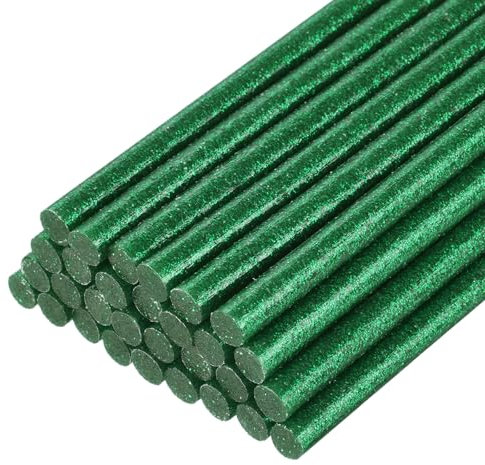 sourcing map 30pcs Full Size Hot Glue Gun Sticks 7mm x 200mm High Sticky Small Hot Glue Sticks for Glue Gun, Glitter Green