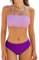 CUPSHE Bikini da donna, costume da bagno a fascia con laccetto posteriore, vita media, con spalline rimovibili, due pezzi, Lavanda/Viola scuro, L