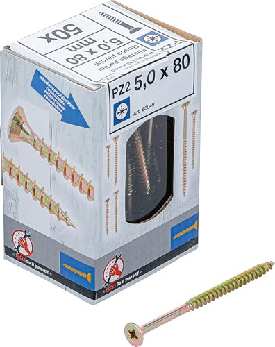 BGS Diy 88049 | Tornillos multiuso | cruz PZ2 | 5,0 x 80 mm | 50 piezas
