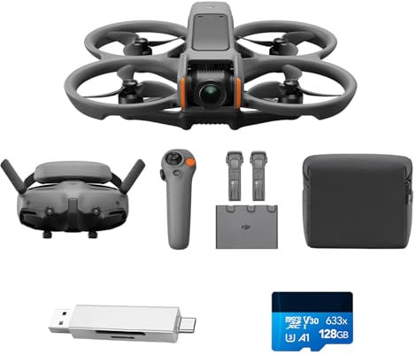 DJI Avata 2 Fly More Combo (3 batterie) Bundle, Drone FPV con fotocamera 4K, Acrobazie con una sola pressione, Paraeliche integrati, Drone con fotocamera con Goggles 3 e RC Motion 3