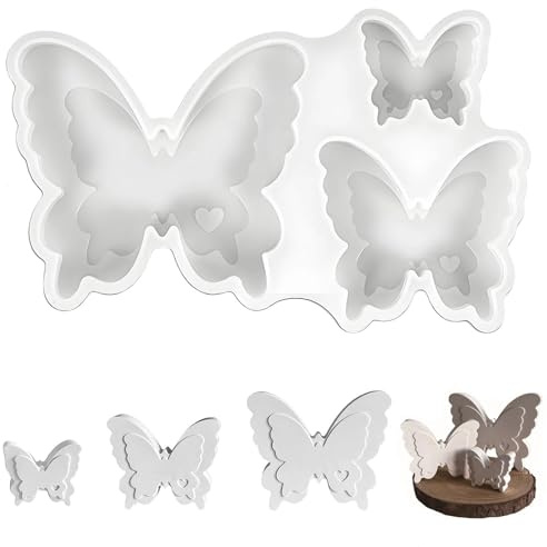 PHMING Molde de Silicona, Moldes de Silicona de Mariposa, 3 en 1 | Molde de Resina Mariposa, Forma de Mariposa Moldes para Jabones Artesanales, para Hacer Velas, Manualidades de Yeso
