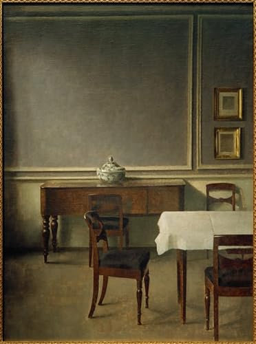 HRJUBWREE Berühmte Gemälde Druck Leinwand Malerei Bilder Wandgemälde Interieur mit porzellanterrine von vilhelm Hammershoi Poster Kunstwerke für Wohnzimmer Dekoration 60x90cm