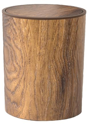 Abfalleimer für das Badezimmer mit Holz-Finish | Mülleimer mit Deckel mit Holzmaserung, Vintage-Abfalleimer für Papierabfälle und allgemeine Abfälle für Garage, Wohnzimmer und Büros