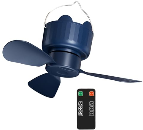Ventilateur de plafond silencieux sans balais avec télécommande 30/45/60 min, 3 vitesses réglables, alimenté par USB pour le camping, la maison, ventilateur de plafond avec télécommande