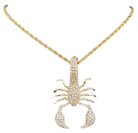 jtkhaweh Classic Men Women Hip Hop Scorpion Pendant Necklace Crystal Iced Out Bling Hiphop Necklaces Charm Gold-2