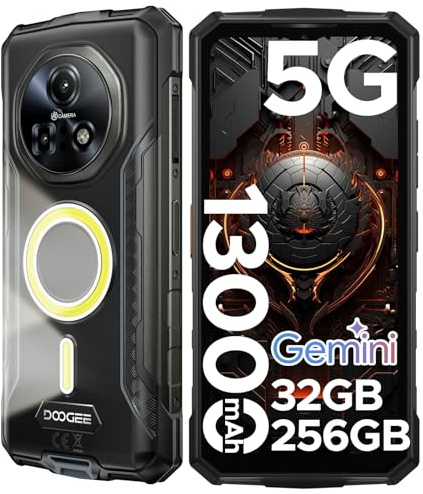 DOOGEE Fire 7 Pro Outdoor Mobile Phone Without Contract 1200LM Dual Camping Lamp AI 5G, Walkie Talkie, 13000mAh, Outdoor Smartphone 32GB+256GB, 6.6 Inch 64MP 3 Card Slot/Face ID/OTG/NFC