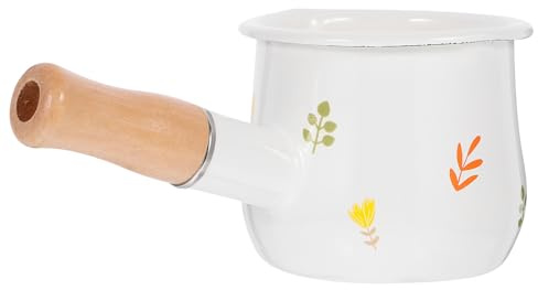 OSALADI Olla Pequeña Esmaltada para Cocinar Leche y Comida Asa Ergonómica Resistente al Calor, Adecuada para Uso en Cocina y Actividades al Aire Libre