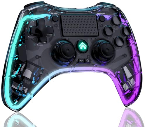 Shiptree Wireless Controller per ps-4, Joystick Gamepad Compatibile per PS-4/Pro/Slim/PC con Turbo & Macro M1/M2, LED RGB Controllers con Touch Panel/6-Axis/Doppia Vibrazione/3.5mm Jack Audio