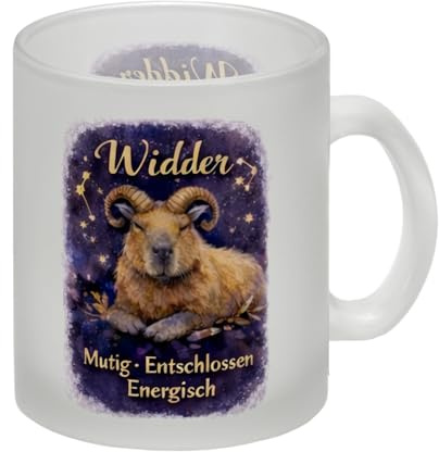 Widder Sternzeichen Cabybara Glas Tasse für Astrologie Fans Einzigartige Tasse mit lustigem Spruch für Astrologen