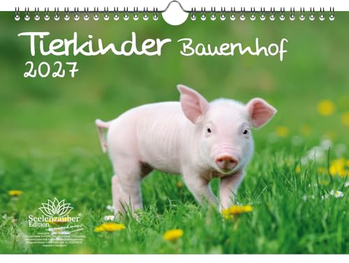 Tierkinder Bauernhof DIN A4 Kalender für 2027 verschiedene Tiere auf dem Bauernhof - Seelenzauber