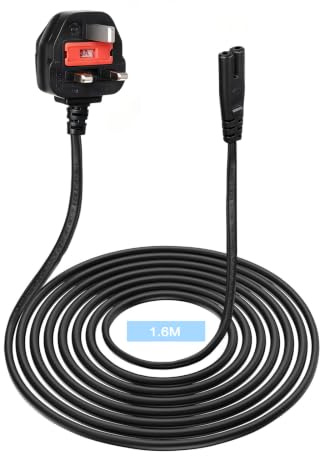 1.6M AC Power Cord for PS5/PS4/PS3, Universal Compatibility, 5.2 Feet Cable, UK Plug, Data Transfer, High Security, Long Service Life