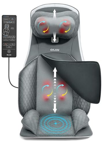 ALLJOY Massagesitzauflage, Shiatsu Massagesitzauflage für Nacken, Schulter | Knet-, Rollen-, Vibrations-, Luftkompressionsmassage, Wärmefunktion, für Hause & Büro