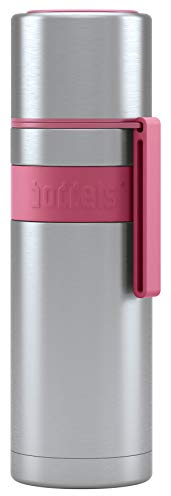 Isolierflasche HEET 500ml – Thermoflasche aus Edelstahl, Doppelwandig, Vakuum-Isolierte Thermoskanne mit Becher, Auslaufsicher, BPA-frei, Hält 12h warm, 360° Verschluss, Trageschlaufe (Himbeerrot)