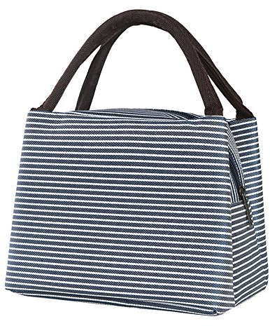 XYBH Isolierte Lunchbag Lunchbox Einkaufstasche Kühltasche für Männer Frauen Erwachsene Kinder Wasserdichte Oxford-Stoff-Picknick-Kühltasche (21 * 17 * 16 cm) (Blau Weiß)
