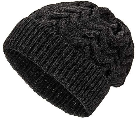 Weiche Damen Alpaka Mütze aus 100% Alpaka Wolle in 6 Farben - Hochwertige Winter Strickmütze/Beanie Wollmütze von HansaFarm, Anthrazit - NFA14, Einheitsgröße