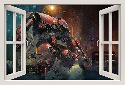 Unified Distribution Pacific Rim - Wandtattoo mit 3D Effekt, Aufkleber für Wände und Türen Größe: 92x61 cm, Stil: Fenster