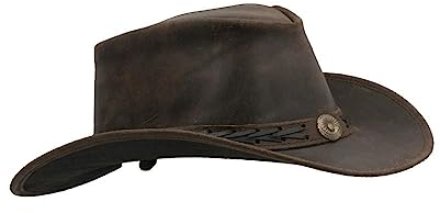 WALKER AND HAWKES Outdoor-Hut aus Rindsleder - Vintage-Optik - Dunkelbraun - M (58cm)