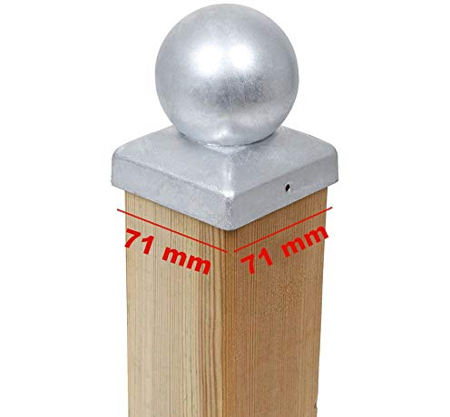 7 x PFOSTENKAPPE KUGEL STAHL FEUERVERZINKT 71 x 71 MM