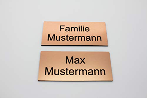 Türschild mit Gravur Bronze Kupfer - Namensschild Name - Büro Kunststoff | selbstklebend, eckig | Gravur, graviert, gestalten | Groß | Größen: 6x2 cm - 8x3,5cm (8x3,5cm)