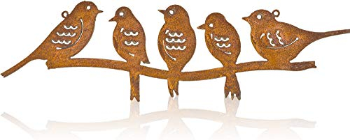 B2S BACK2SEASON Vogelzweig Metall Edelrost Rostfigur Vögel Gartendeko zum hängen Made in Europa L36cm
