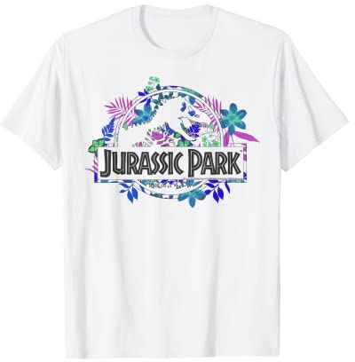 Jurassic Park Tropical Floral Logo Maglietta