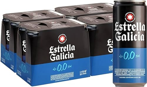 ESTRELLA GALICIA 0.0% Alkoholfrei Bier. Dosen 330 ml. bier dose, biere der welt, bier set, geschenke für männer, adventskalender männer (24 Dosen, 0.33 l)