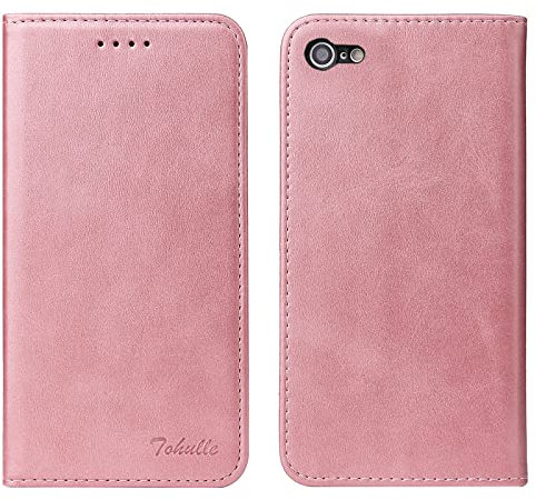 TOHULLE for iPhone 7 iPhone 8 iPhone SE Case, Premium PU Leather Wallet Case with Card Holder Kickstand Built-in Magnetic Closure Flip Folio Phone Cover for iPhone 7/8/SE - Rose Gold