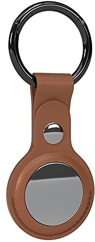 EAZY CASE - Schlüsselanhänger für AirTag Anhänger Hülle Leder Braun AirTags Schutzhülle Air Tracker Schlüsselanhänger mit Karabiner geeignet auch als Air Tag Anhänger für Kinder, Katze, Hund