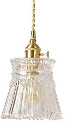 SDUYTEG Luminaire Suspendu Industriel Abat-Jour en Verre Transparent soufflé à la Main Lustre Moderne 1 lumière Luminaires Suspendus E26/E27 Base