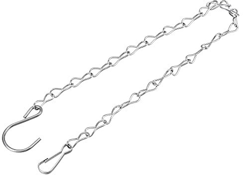 sourcing map Hanging Chains 50cm Extension Link with S Shaped Hooks for Plant Basket Lantern Ornament, 304 Stainless Steel Pack of 2
