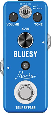 Rowin Bluesy Guitar Pedal with FAT AND NORMAL MODES Blues Style Distortion Effect for Electric Guitar Bass True Bypass LEF-321