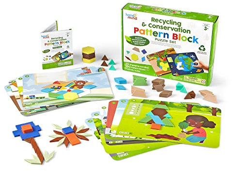 Learning Resources Formsteine-Legeset Recycling und Umweltschutz, Formenpuzzle, Tangram für Kinder im Alter von 4-8 Jahren, Formsteine-Musterkarten, Legesteine, geometrisches Formenset für Kleinkinder