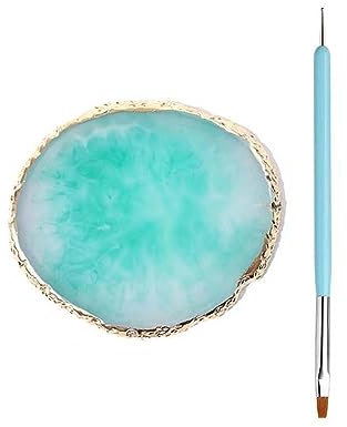 Meiyea Nail Art Palette, Polish Mix Palette Manicure Tool With 1 Pcs Doubel Ended Nail Art Brushes(Green)