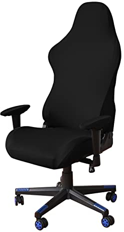 Housses de Chaise de Gaming,Housses de Chaise de Jeu Extensible 4 pièces,Housse de Chaise de Bureau avec Accoudoirs/Dossier de Chaise,Housse de Fauteuil Rotatif,Pas de Chaise,Noir