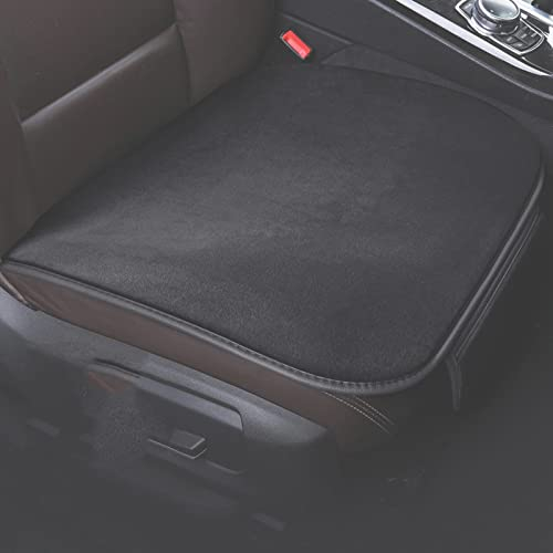 LifeUp Winter Autositzbezüge Vordersitze Schaffell Autositzkissen Flauschige Autositzbezüge Universal Passform für Limousine, LKW, SUV, MPV, Schwarz, 2 Stück (Schwarz)