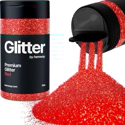 Hemway Premium Glitter Shaker - Red | Fine Metallic Flake Sequins for Resin & Epoxy Crafts | Craft Supplies for Tumblers, Festival, Hair, Face, Body, Eye & Nail Art | 130 g